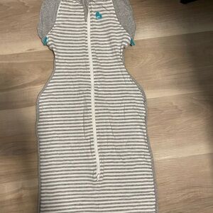 Love to Dream Gray and White Striped Sleep Sack